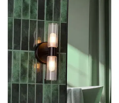 Svietidlá Där Lighting Där Lighting BOL0922 - Kúpeľňové nástenné svietidlo BOLTON 2xG9/5W/230V IP44 čierne BOL0922