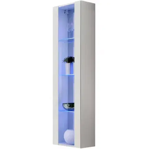 Vitríny v podkrovnom štýle Vitrína Fly 41+Sklo biely +LED