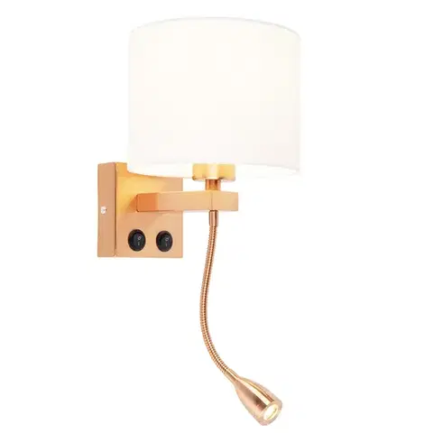 Lampy Art Deco nástenná lampa medená s bielym tienidlom - Brescia