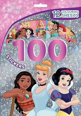 Nalepovačky, vystrihovačky, skladačky 100 samolepiek s maľovankovými listami Disney Princezné