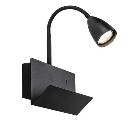 Svietidlá Rabalux 71089 - Nástenná lampa s poličkou TACITO 1xGU10/25W/230V čierna 71089