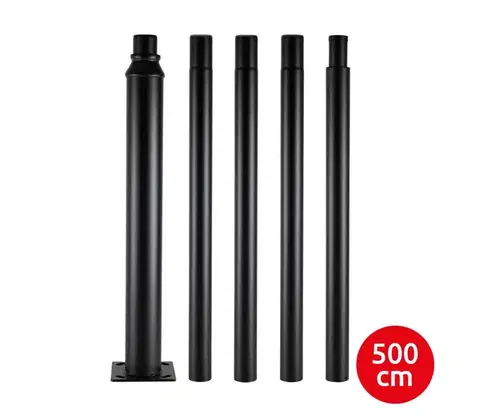 Záhradné lampy Brilagi - Kovová tyč pre stožiar vonkajšieho osvetlenia, 5 m, priemer 58 mm, čierna BRI783