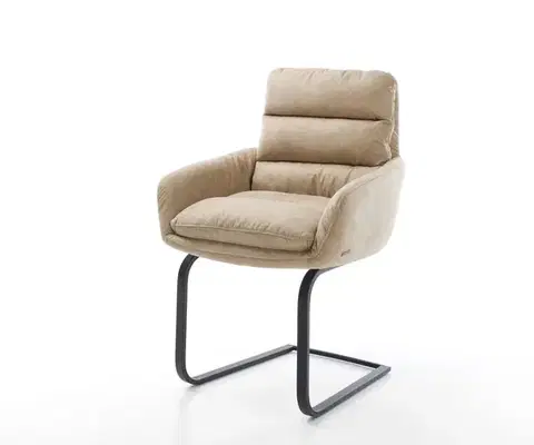 Jedálenské stoličky DELIFE Jedálenská stolička Abelia-Flex s opierkami mikrovlákno béžová vintage jedálenská stolička plochá čierna