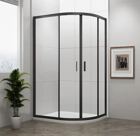 Sprchové dvere POLYSAN - EASY BLACK štvrťkruhová sprchová zástena 1000x800, L/R, číre sklo EL2915B