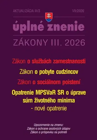 Zákony, zbierky zákonov Aktualizácia III/3 2026 – Zamestnanosť - Kolektív autorov
