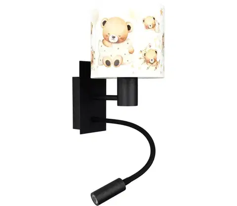 Svietidlá BRILAGI - LED flexibilná lampa BOBO 1xE27/25W/230V + LED/3W čierna/biela/medvedíky BG1558+BG5590