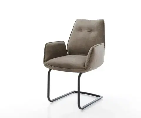 Jedálenské stoličky DELIFE Jedálenská stolička Zoa-Flex mikrovlákno taupe vintage jedálenská stolička okrúhla čierna vrecková pružina