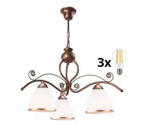Svietidlá BRILAGI - LED Luster na reťazi ANTICO 3xE27/60W/230V bronz patina 8590828606635