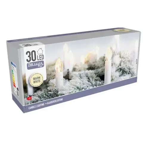 Vianočné dekorácie Vianočná svetelná LED reťaz Candle Lights, 30 LED sviečok