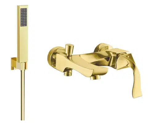 Kúpeľňové batérie MEXEN/S - Estrella R02 vaňová batéria so sprchou set, zlato 7233R02-50