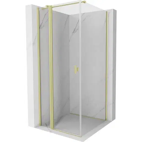 Sprchovacie kúty MEXEN/S - Mist T sprchovací kút dvere krídlové 85 x 85, transparent, zlato kartáčovaná 8A4T-085-085-55-00
