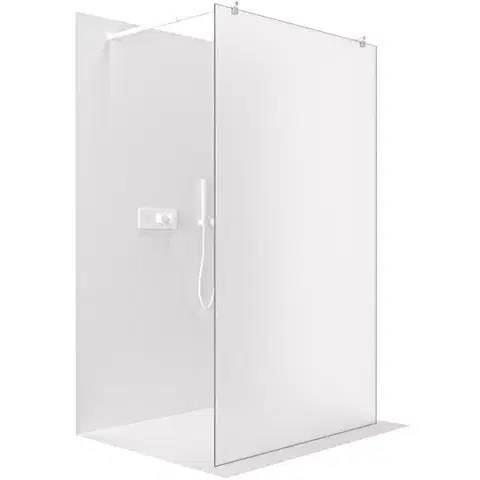 Sprchové dvere CERANO - Sprchová zástena Walk-in Onyx Duo Ľ/P - 8 mm - guľatá vzpera - biela matná, mliečne sklo - 90x200 CER-8050BD2192