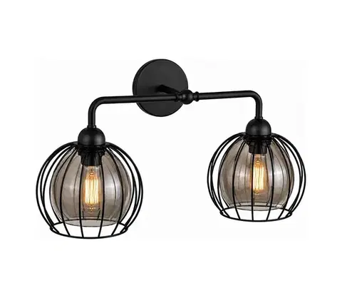 Svietidlá Keter Lighting Nástenné svietidlo SOLO BLACK 2xE27/60W/230V 1478