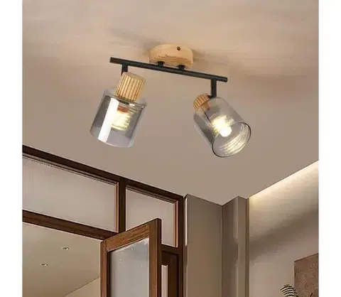 Svietidlá BRILAGI - Bodové svietidlo HYGGE 2xE14/15W/230V drevené/dymové BRI399