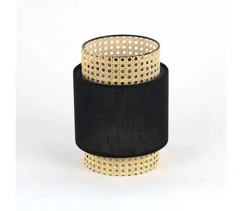 Lampy  Náhradné tienidlo k stolovej lampe a lustru BOHO E27 pr. 20 cm ratan/čierna 9415