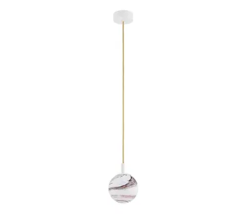Svietidlá Argon 8451 - Luster na lanku ALMIROS 1xE14/7W/230V pr. 12 cm alabaster biela/zlatá 8451