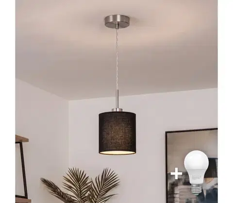 Svietidlá BRILAGI - LED luster na lanku NUBILA 1xE27/60W/230V priemer 14 cm čierna EG32515+BG1581