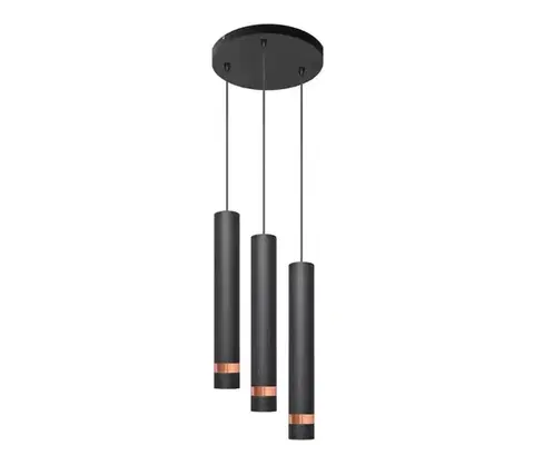 Svietidlá  LED Luster na lanku TUBA 3xGU10/4,8W/230V čierna/medená W-KD 1111/3 BK+RG+BK