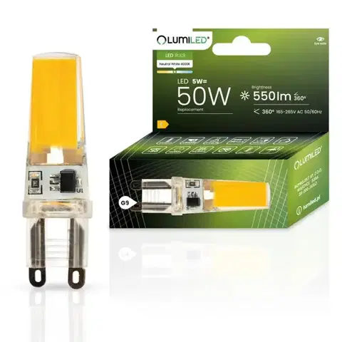 Dekoračné žiarovky Žiarovka G9 2508 COB 5W 550LM NB