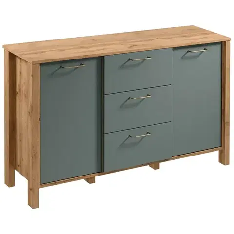 Komody do spálne Komoda Indygo K2D3S dub wotan-green