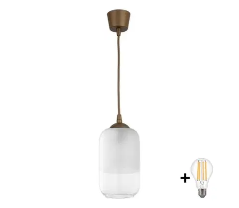 Svietidlá BRILAGI - LED závesné svietidlo na lanku RETRO GLASS 1xE27/60W/230V pr. 14 cm hnedá/biela NSTK7777+TK8611A