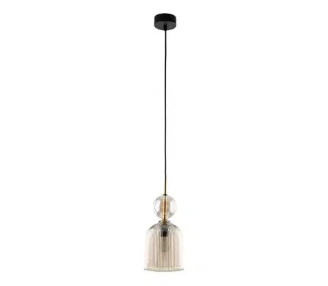 Svietidlá  Závesný luster SOPHIA 1xE14/10W/230V čierna/dymovo-béžová 11039