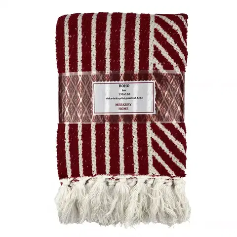 Ozdobné prikrývky Deka Boho 130x160 bordová Merkury Home