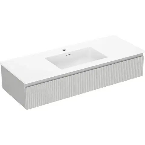 Kúpeľňový nábytok MEXEN/S - Rivel kúpeľňová skrinka 120 cm s umývadlom Otis, 1 šuplík, reliéf, šedá mat/biela mat 91A20-12023-1-BF62-W18M01