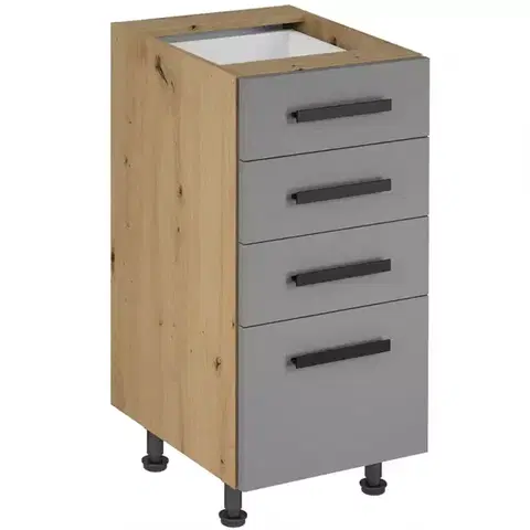 Kuchynské skrinky stojace Kuchynská skrinka Langen D40S4 úchyt  beige
