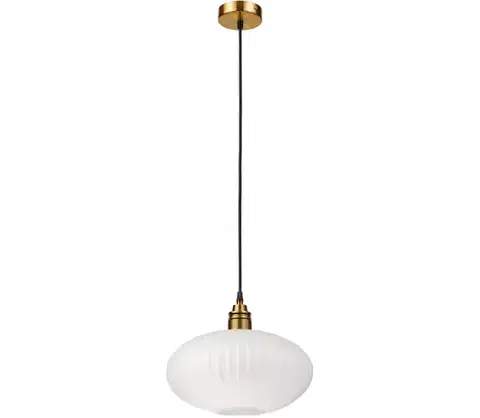 Svietidlá  Závesné svietidlo na lanku HECTOR 1xE27/15W/230V, biela/ mosadz, priemer 30 cm LM-1.297/D