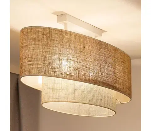Svietidlá  - Prisadený luster DOUBLE OVAL YUTE 2xE27/15W/230V hnedá/krémová 604550