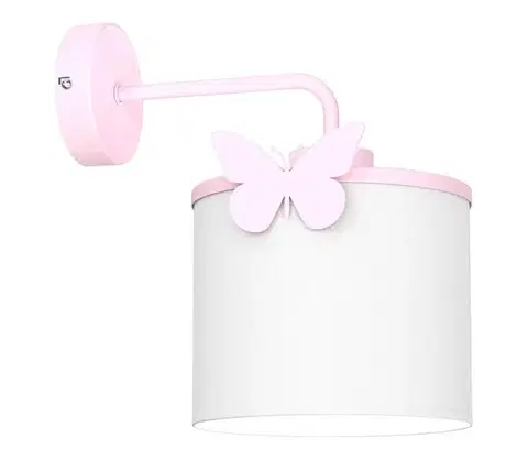 Svietidlá  Detská nástenná lampa SWEET 1xE27/15W/230V biela/ružová/motýľ 9407
