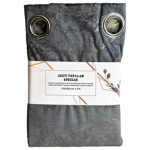 Závesy do spálne Záves na krúžkoch Velvet Justi YX514/6 135x250 cm sivý