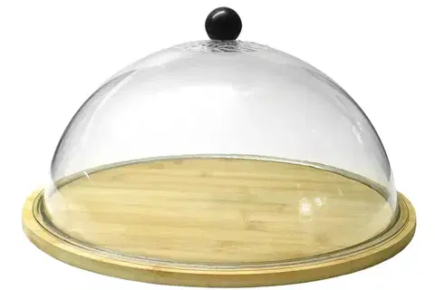 Podnosy a tácky MAKRO - Servírovací podnos s krytom okrúhly 31,7x15,5cm