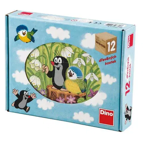 Obrázkové kocky Dino Toys Drevené kocky Krtko a vtáčik 12 Dino