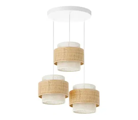 Svietidlá  Luster na lane BOHO 3xE27/60W/230V juta/krémová H0176