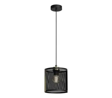 Svietidlá  Luster na lanku KAGA 1xE27/60W/230V čierna/zlatá 4149