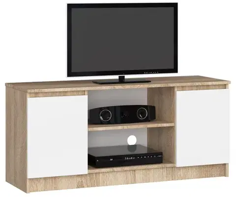 TV stolíky Moderný TV stolík ROMANA120, dub Sonoma / biely
