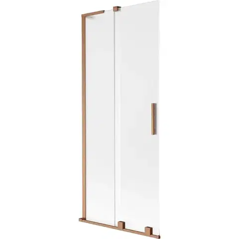 Sprchové dvere MEXEN/S - Velar L dvojkrídlová posuvná vaňová zástena 85 x 150, dekor, meď kartáčovaná 896-085-003-31-65