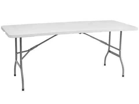 Záhradné stolíky NABBI Vivas cateringový skladací stôl 180x70 cm sivá / biela