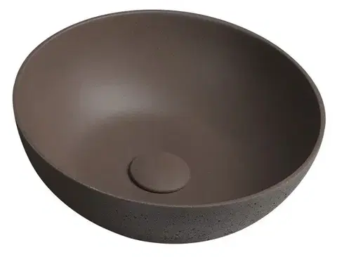 Umývadlá SAPHO - FORMIGO betónové umývadlo na dosku, priemer 39cm, tmavo hnedá mat FG315