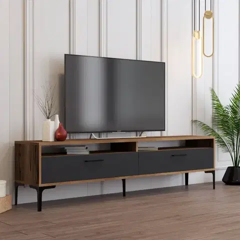 TV stolíky TV stolík Istanbul 2 - Walnut Anthracite