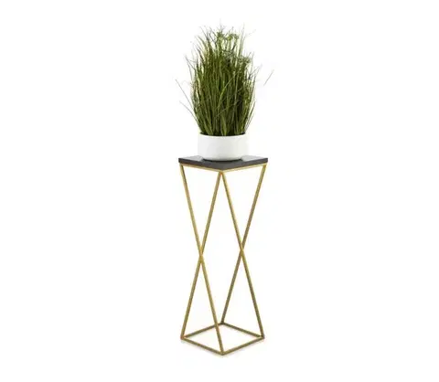 Stojany na kvetiny HowHomely Stojan na kvety LOFT 70x24 cm zlatá/čierna 10-1631-70-GB-MDF