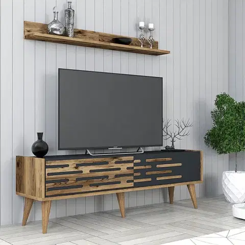 Obývacie steny TV skrinka / Obývacia stena Valensiya 140 - Walnut, Anthracite