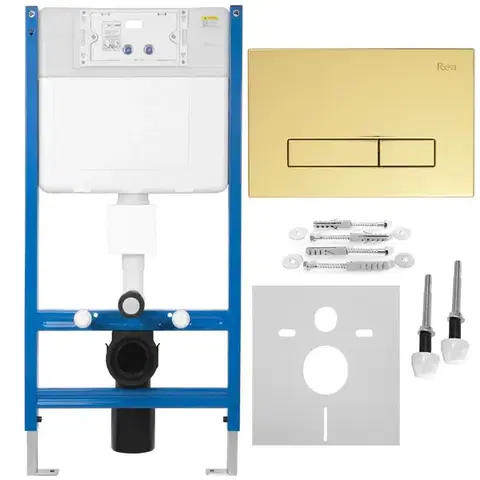 Záchody REA/S - Podomietkový WC systém K011A-Q + tlačidla I Brush Gold KPL-E9560
