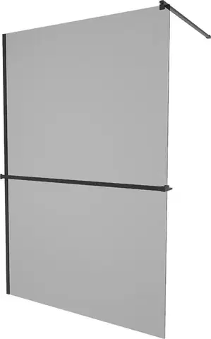 Sprchové dvere MEXEN/S - KIOTO Sprchová zástena WALK-IN s poličkou a držiakom uterákov 70 x 200, grafit 8 mm, čierna 800-070-121-70-40