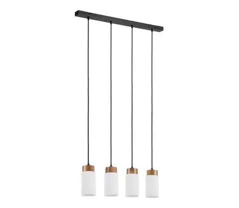 Svietidlá  Závesný luster MARKUS 4xE27/15W/230V čierna/dub LM-4.260/CZARNY
