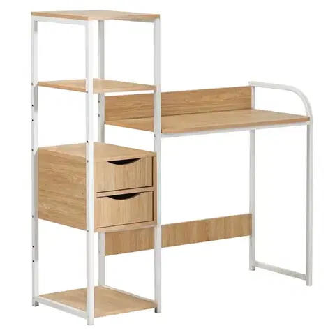 Písacie a pracovné stoly KONDELA Elgio univerzálny pc stôl dub / biela