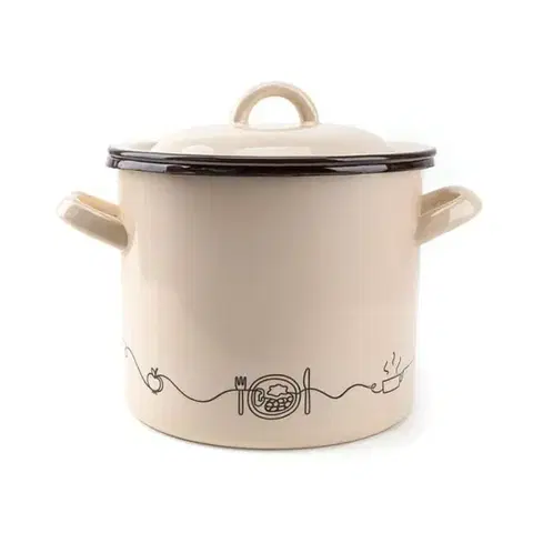 Hrnce Kinekus Hrniec smaltovaný s pokrievkou, 21cm/6L, dekor Linea