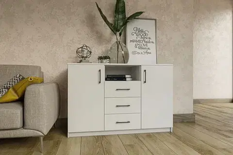 Komody a skrinky ENIJA dvojdverová komoda so zásuvkami, biela